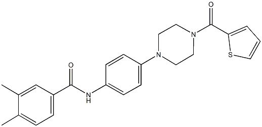 3,4-dimethyl-N-{4-[4-(2-thienylcarbonyl)-1-piperazinyl]phenyl}benzamide 化学構造式