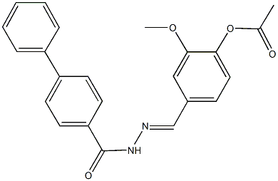4-[2-([1,1'-biphenyl]-4-ylcarbonyl)carbohydrazonoyl]-2-methoxyphenyl acetate,,结构式