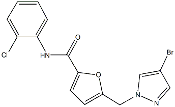5-[(4-bromo-1H-pyrazol-1-yl)methyl]-N-(2-chlorophenyl)-2-furamide Struktur