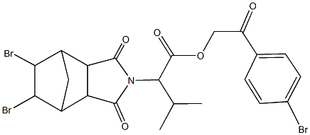 2-(4-bromophenyl)-2-oxoethyl 2-(8,9-dibromo-3,5-dioxo-4-azatricyclo[5.2.1.0~2,6~]dec-4-yl)-3-methylbutanoate 化学構造式