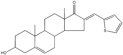 3-hydroxy-16-(2-thienylmethylene)androst-5-en-17-one Struktur