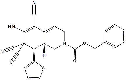 benzyl 6-amino-5,7,7-tricyano-8-(2-thienyl)-3,7,8,8a-tetrahydro-2(1H)-isoquinolinecarboxylate 化学構造式