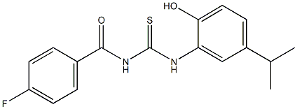 N-(4-fluorobenzoyl)-N'-(2-hydroxy-5-isopropylphenyl)thiourea 化学構造式