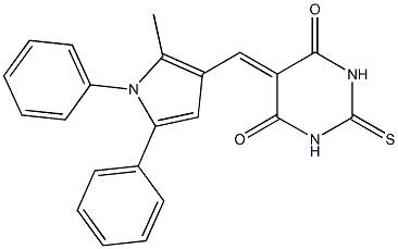 5-[(2-methyl-1,5-diphenyl-1H-pyrrol-3-yl)methylene]-2-thioxodihydro-4,6(1H,5H)-pyrimidinedione 化学構造式