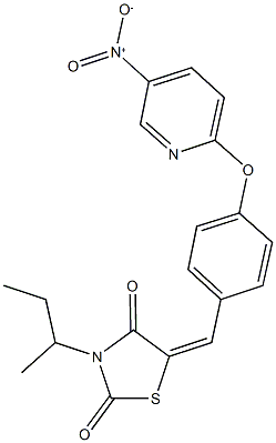 3-sec-butyl-5-[4-({5-nitro-2-pyridinyl}oxy)benzylidene]-1,3-thiazolidine-2,4-dione,,结构式