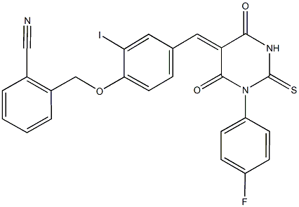 2-({4-[(1-(4-fluorophenyl)-4,6-dioxo-2-thioxotetrahydro-5(2H)-pyrimidinylidene)methyl]-2-iodophenoxy}methyl)benzonitrile