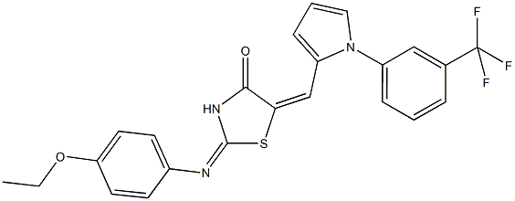 2-[(4-ethoxyphenyl)imino]-5-({1-[3-(trifluoromethyl)phenyl]-1H-pyrrol-2-yl}methylene)-1,3-thiazolidin-4-one Struktur