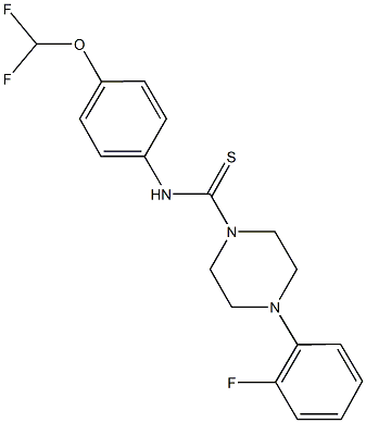 N-[4-(difluoromethoxy)phenyl]-4-(2-fluorophenyl)-1-piperazinecarbothioamide 结构式