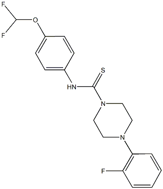 N-[4-(difluoromethoxy)phenyl]-4-(2-fluorophenyl)-1-piperazinecarbothioamide,,结构式