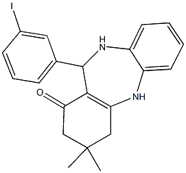 11-(3-iodophenyl)-3,3-dimethyl-2,3,4,5,10,11-hexahydro-1H-dibenzo[b,e][1,4]diazepin-1-one Struktur