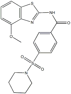N-(4-methoxy-1,3-benzothiazol-2-yl)-4-(1-piperidinylsulfonyl)benzamide,,结构式