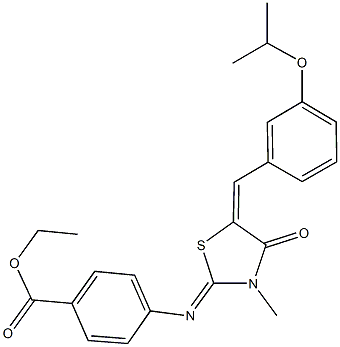 ethyl 4-{[5-(3-isopropoxybenzylidene)-3-methyl-4-oxo-1,3-thiazolidin-2-ylidene]amino}benzoate,,结构式