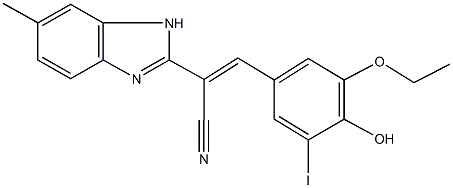 3-(3-ethoxy-4-hydroxy-5-iodophenyl)-2-(6-methyl-1H-benzimidazol-2-yl)acrylonitrile Struktur