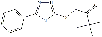 3,3-dimethyl-1-[(4-methyl-5-phenyl-4H-1,2,4-triazol-3-yl)sulfanyl]-2-butanone,,结构式