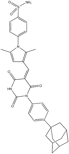 4-{3-[(1-[4-(1-adamantyl)phenyl]-2,4,6-trioxotetrahydro-5(2H)-pyrimidinylidene)methyl]-2,5-dimethyl-1H-pyrrol-1-yl}benzenesulfonamide Structure