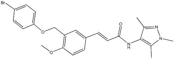 3-{3-[(4-bromophenoxy)methyl]-4-methoxyphenyl}-N-(1,3,5-trimethyl-1H-pyrazol-4-yl)acrylamide,,结构式
