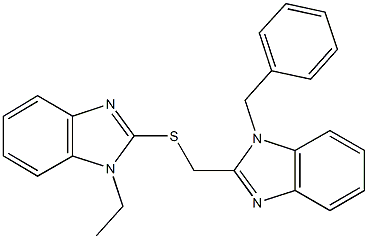 (1-benzyl-1H-benzimidazol-2-yl)methyl 1-ethyl-1H-benzimidazol-2-yl sulfide,,结构式