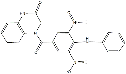 4-{4-anilino-3,5-dinitrobenzoyl}-3,4-dihydro-2(1H)-quinoxalinone Structure