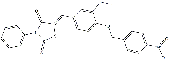 5-[4-({4-nitrobenzyl}oxy)-3-methoxybenzylidene]-3-phenyl-2-thioxo-1,3-thiazolidin-4-one Struktur