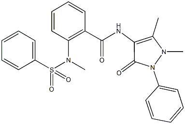 N-(1,5-dimethyl-3-oxo-2-phenyl-2,3-dihydro-1H-pyrazol-4-yl)-2-[methyl(phenylsulfonyl)amino]benzamide Struktur