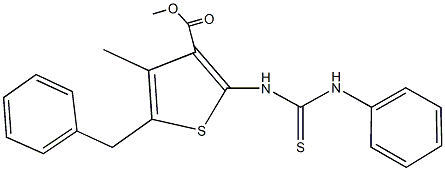 methyl 2-[(anilinocarbothioyl)amino]-5-benzyl-4-methyl-3-thiophenecarboxylate Structure