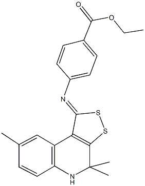 ethyl 4-[(4,4,8-trimethyl-4,5-dihydro-1H-[1,2]dithiolo[3,4-c]quinolin-1-ylidene)amino]benzoate Structure