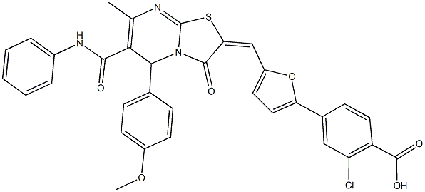 4-{5-[(6-(anilinocarbonyl)-5-(4-methoxyphenyl)-7-methyl-3-oxo-5H-[1,3]thiazolo[3,2-a]pyrimidin-2(3H)-ylidene)methyl]-2-furyl}-2-chlorobenzoic acid