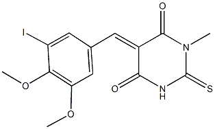 5-(3-iodo-4,5-dimethoxybenzylidene)-1-methyl-2-thioxodihydro-4,6(1H,5H)-pyrimidinedione,,结构式