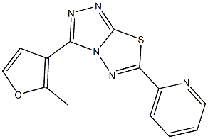 3-(2-methyl-3-furyl)-6-(2-pyridinyl)[1,2,4]triazolo[3,4-b][1,3,4]thiadiazole,,结构式