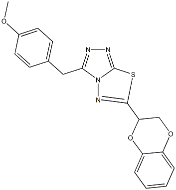 4-{[6-(2,3-dihydro-1,4-benzodioxin-2-yl)[1,2,4]triazolo[3,4-b][1,3,4]thiadiazol-3-yl]methyl}phenyl methyl ether,,结构式