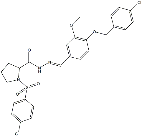 N'-{4-[(4-chlorobenzyl)oxy]-3-methoxybenzylidene}-1-[(4-chlorophenyl)sulfonyl]-2-pyrrolidinecarbohydrazide Structure