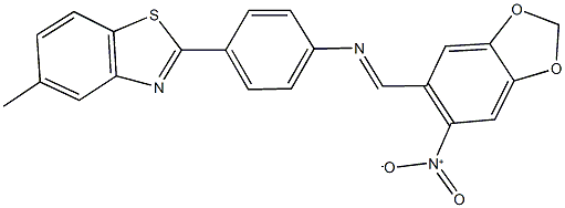  2-{4-[({6-nitro-1,3-benzodioxol-5-yl}methylene)amino]phenyl}-5-methyl-1,3-benzothiazole