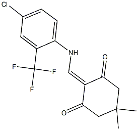 2-{[4-chloro-2-(trifluoromethyl)anilino]methylene}-5,5-dimethyl-1,3-cyclohexanedione 化学構造式