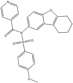 N-isonicotinoyl-4-methoxy-N-(6,7,8,9-tetrahydrodibenzo[b,d]furan-2-yl)benzenesulfonamide Structure