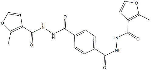 2-methyl-N'-(4-{[2-(2-methyl-3-furoyl)hydrazino]carbonyl}benzoyl)-3-furohydrazide,,结构式