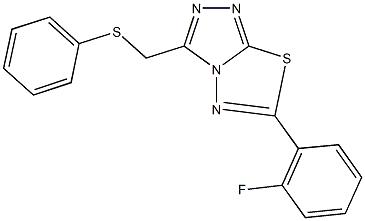 [6-(2-fluorophenyl)[1,2,4]triazolo[3,4-b][1,3,4]thiadiazol-3-yl]methyl phenyl sulfide Struktur