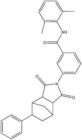 N-(2,6-dimethylphenyl)-3-(3,5-dioxo-8-phenyl-4-azatricyclo[5.2.1.0~2,6~]dec-4-yl)benzamide,,结构式