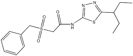 2-(benzylsulfonyl)-N-[5-(1-ethylpropyl)-1,3,4-thiadiazol-2-yl]acetamide,,结构式