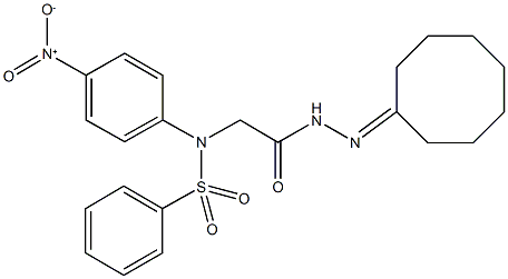 N-[2-(2-cyclooctylidenehydrazino)-2-oxoethyl]-N-{4-nitrophenyl}benzenesulfonamide Struktur