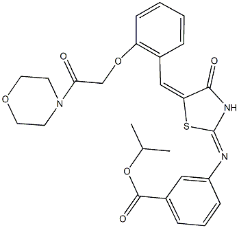 isopropyl 3-[(5-{2-[2-(4-morpholinyl)-2-oxoethoxy]benzylidene}-4-oxo-1,3-thiazolidin-2-ylidene)amino]benzoate 化学構造式