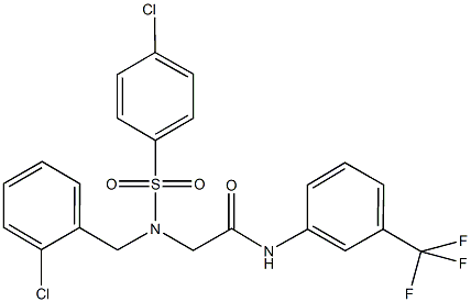 2-{(2-chlorobenzyl)[(4-chlorophenyl)sulfonyl]amino}-N-[3-(trifluoromethyl)phenyl]acetamide 结构式