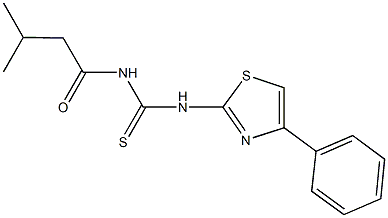 N-(3-methylbutanoyl)-N'-(4-phenyl-1,3-thiazol-2-yl)thiourea,,结构式