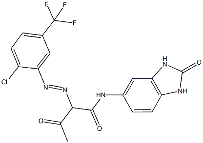 2-{[2-chloro-5-(trifluoromethyl)phenyl]diazenyl}-3-oxo-N-(2-oxo-2,3-dihydro-1H-benzimidazol-5-yl)butanamide Struktur