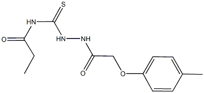 N-({2-[(4-methylphenoxy)acetyl]hydrazino}carbothioyl)propanamide Structure