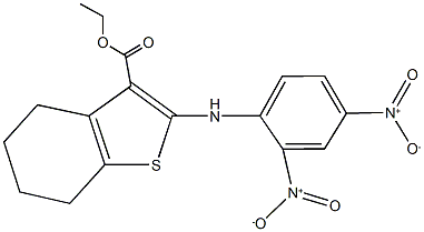 ethyl2-{2,4-dinitroanilino}-4,5,6,7-tetrahydro-1-benzothiophene-3-carboxylate 化学構造式