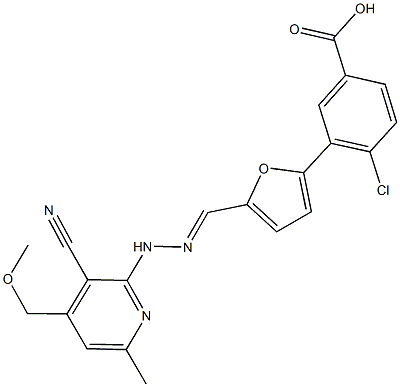 4-chloro-3-(5-{2-[3-cyano-4-(methoxymethyl)-6-methyl-2-pyridinyl]carbohydrazonoyl}-2-furyl)benzoic acid Structure