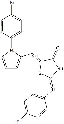 5-{[1-(4-bromophenyl)-1H-pyrrol-2-yl]methylene}-2-[(4-fluorophenyl)imino]-1,3-thiazolidin-4-one 化学構造式
