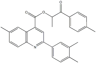 1-methyl-2-(4-methylphenyl)-2-oxoethyl 2-(3,4-dimethylphenyl)-6-methyl-4-quinolinecarboxylate Struktur