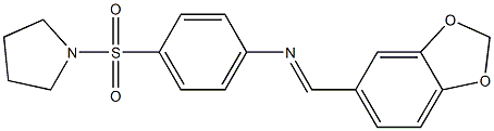 N-(1,3-benzodioxol-5-ylmethylene)-N-[4-(1-pyrrolidinylsulfonyl)phenyl]amine 化学構造式