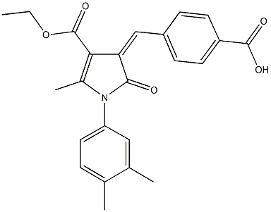 4-{[1-(3,4-dimethylphenyl)-4-(ethoxycarbonyl)-5-methyl-2-oxo-1,2-dihydro-3H-pyrrol-3-ylidene]methyl}benzoic acid 化学構造式